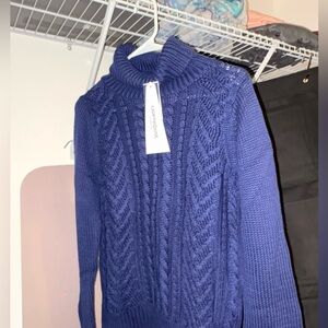 Lands' End Blue Women's Cowl Neck Sweater
